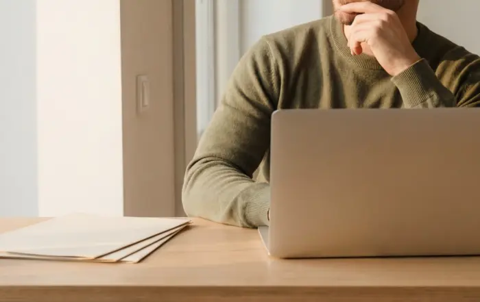 CEO or executive at desk Calm and intentional