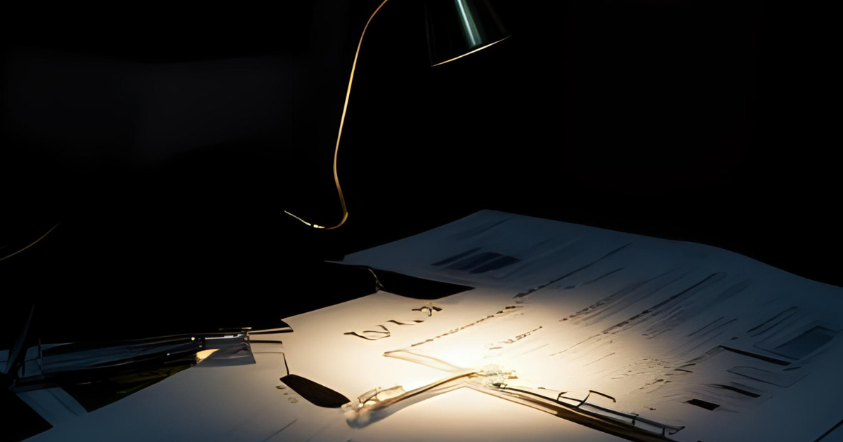 Financial papers in a dark spooky room.
