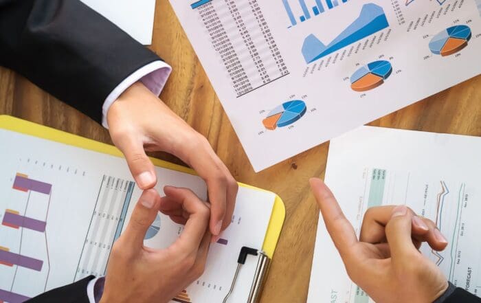 business reviewing graphs