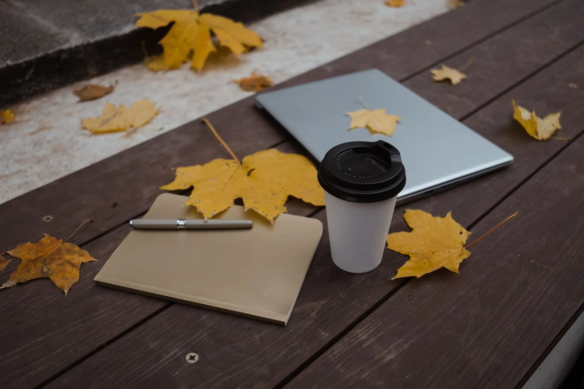 nov26-autumn-laptop-coffee-leaves An Image to signify getting an A+ for Financial Semester for Cash FLow